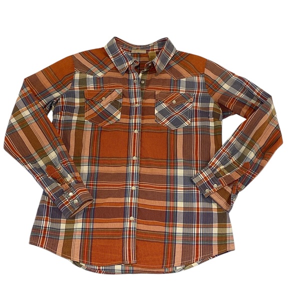 Wrangler Plaid Long Sleeve Snap Up Collared Shirt - Women’s M - Like New - Picture 1 of 6